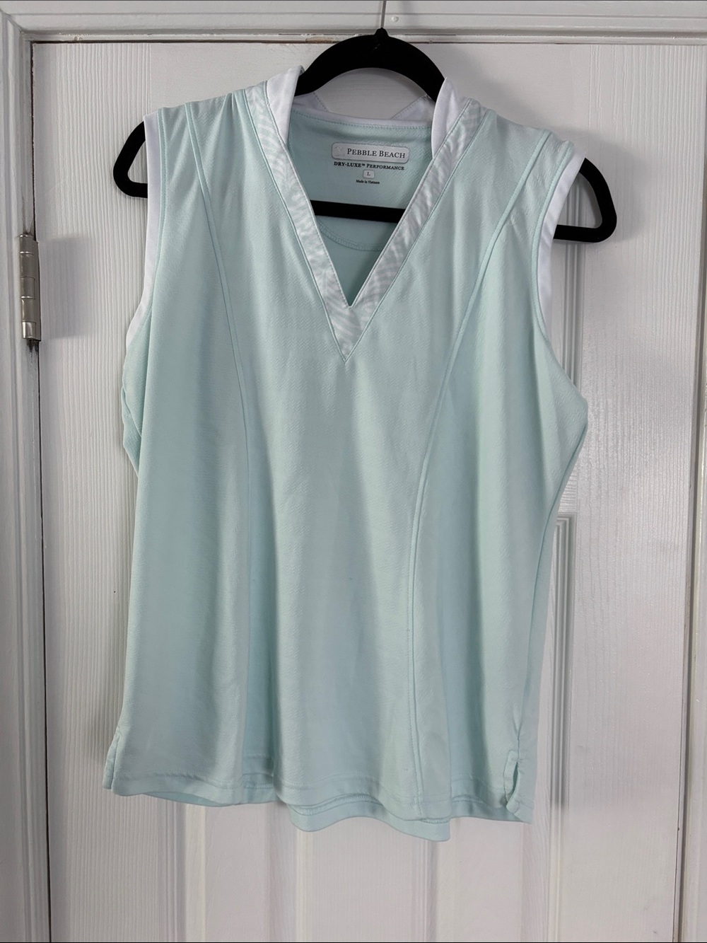 Pebble Beach Performance Dry-Luxe Sleeveless Golf Polo Top Mint Blue Women's L